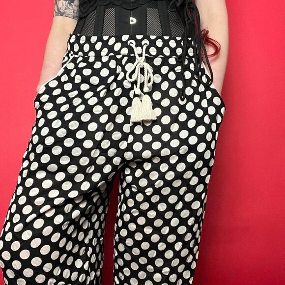 Anthropologie Pants - Anthropologie / sheer boho casual polkadot pants with tassel drawstrings